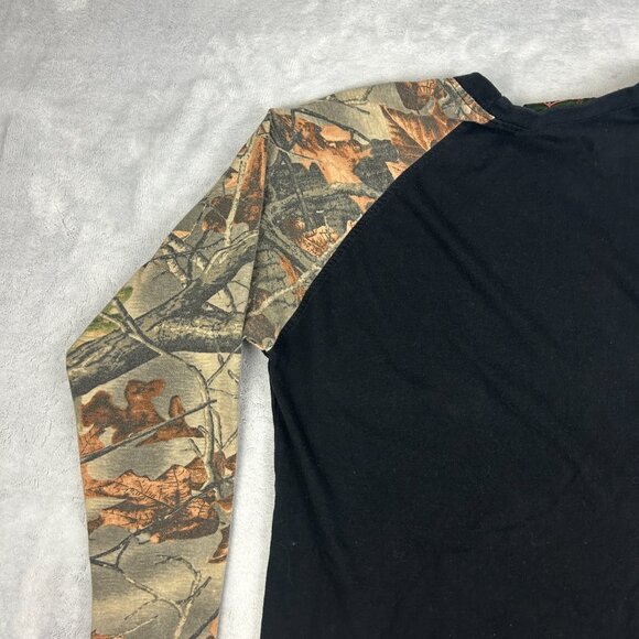 Trail Crest T Shirt Mens Large Black Camo Long Sleeve Outdoor Tee Woodland - Picture 9 of 14